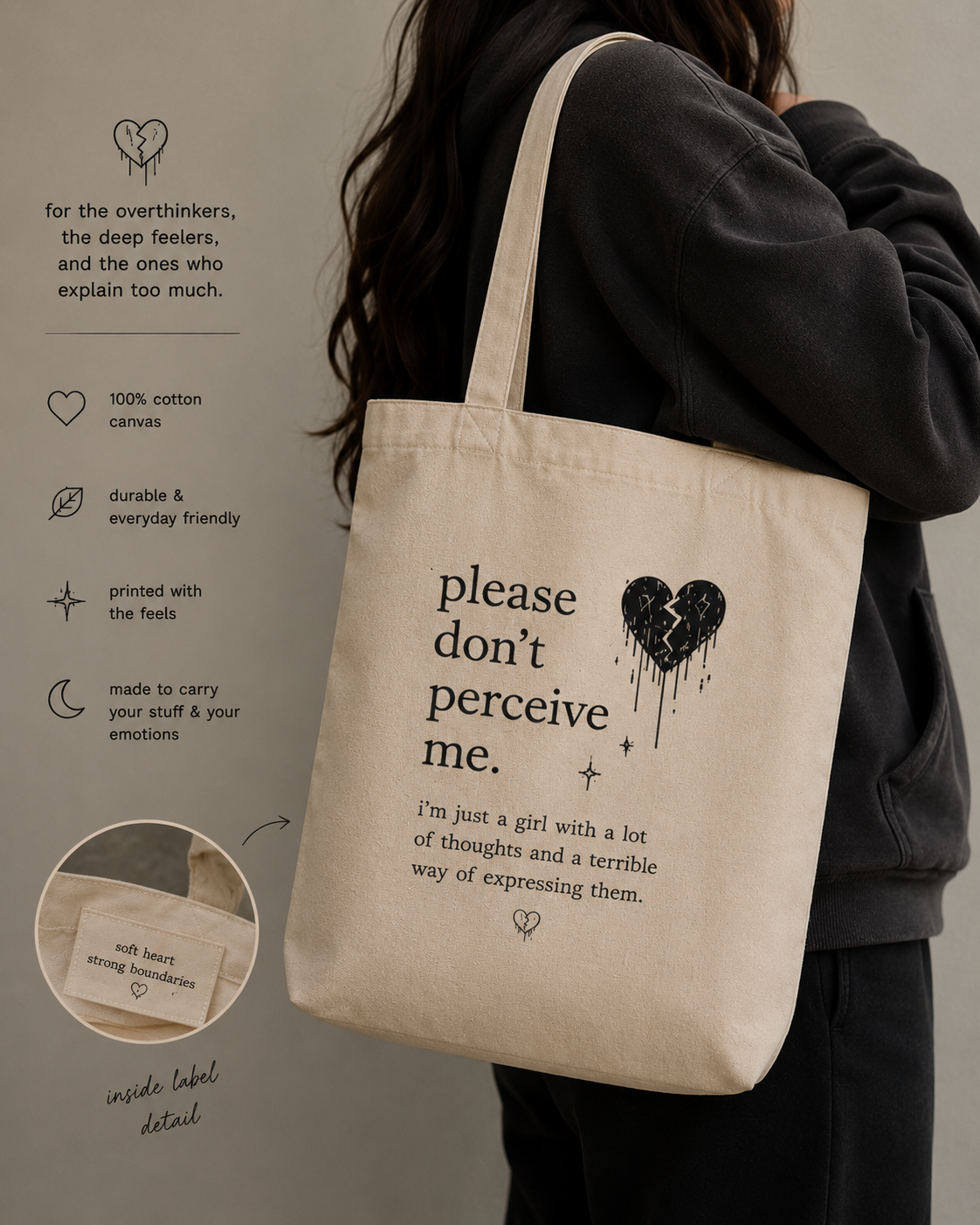 Please Don’t Perceive Me Tote Bag